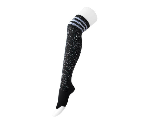 TSK1125 Black Varsity Rhinestone Over-The-Knee Sock TSK1125-OS  T.U.K. Shoes