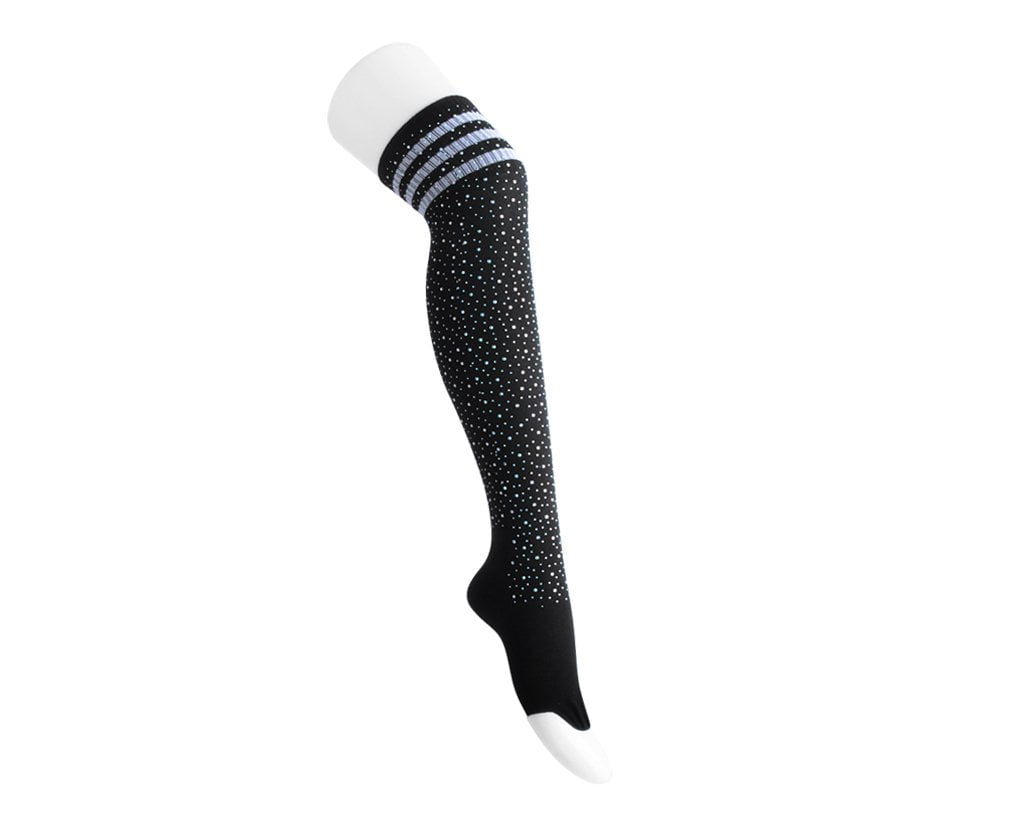 TSK1125 Black Varsity Rhinestone Over-The-Knee Sock TSK1125-OS  T.U.K. Shoes