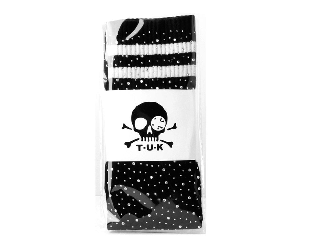 TSK1125 Black Varsity Rhinestone Over-The-Knee Sock TSK1125-OS  T.U.K. Shoes