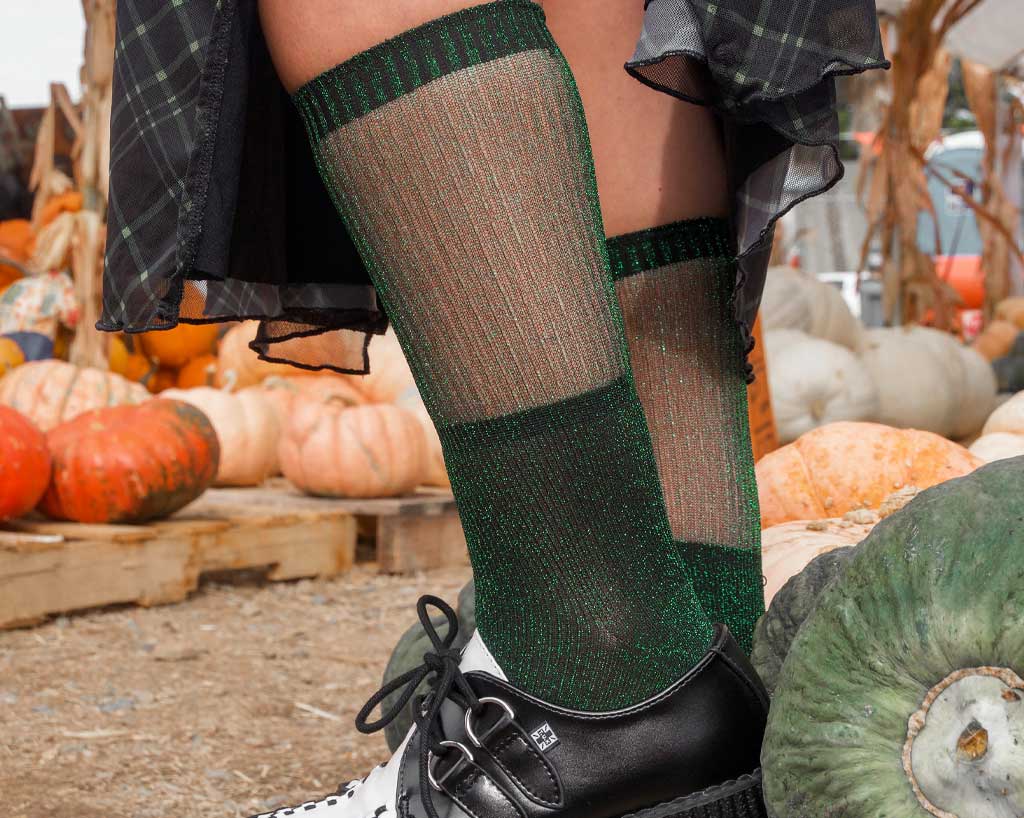TSK1131 Green Ribbed Glitter Sock TSK1131-OS  T.U.K. Shoes