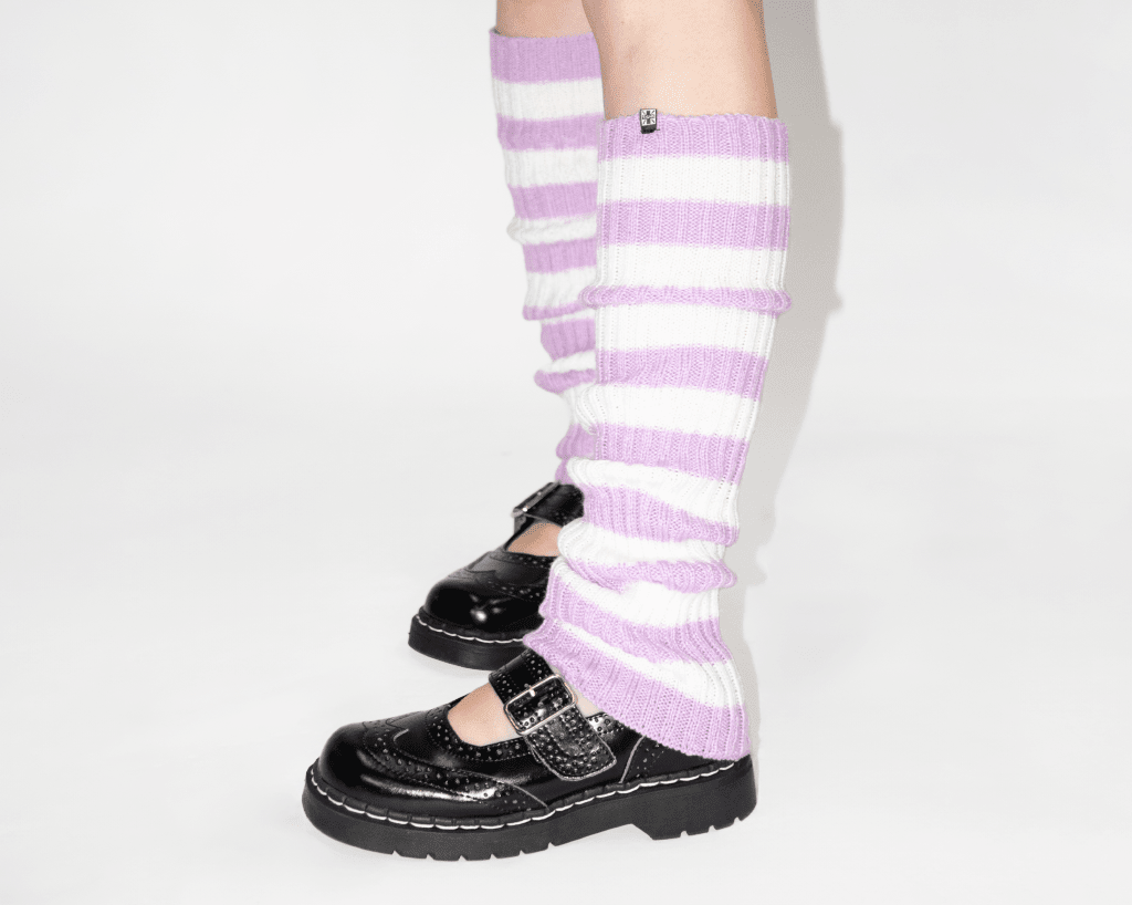 TSK1162 Purple & White Stripe Knit Leg Warmer TSK1162-OS  T.U.K. Shoes