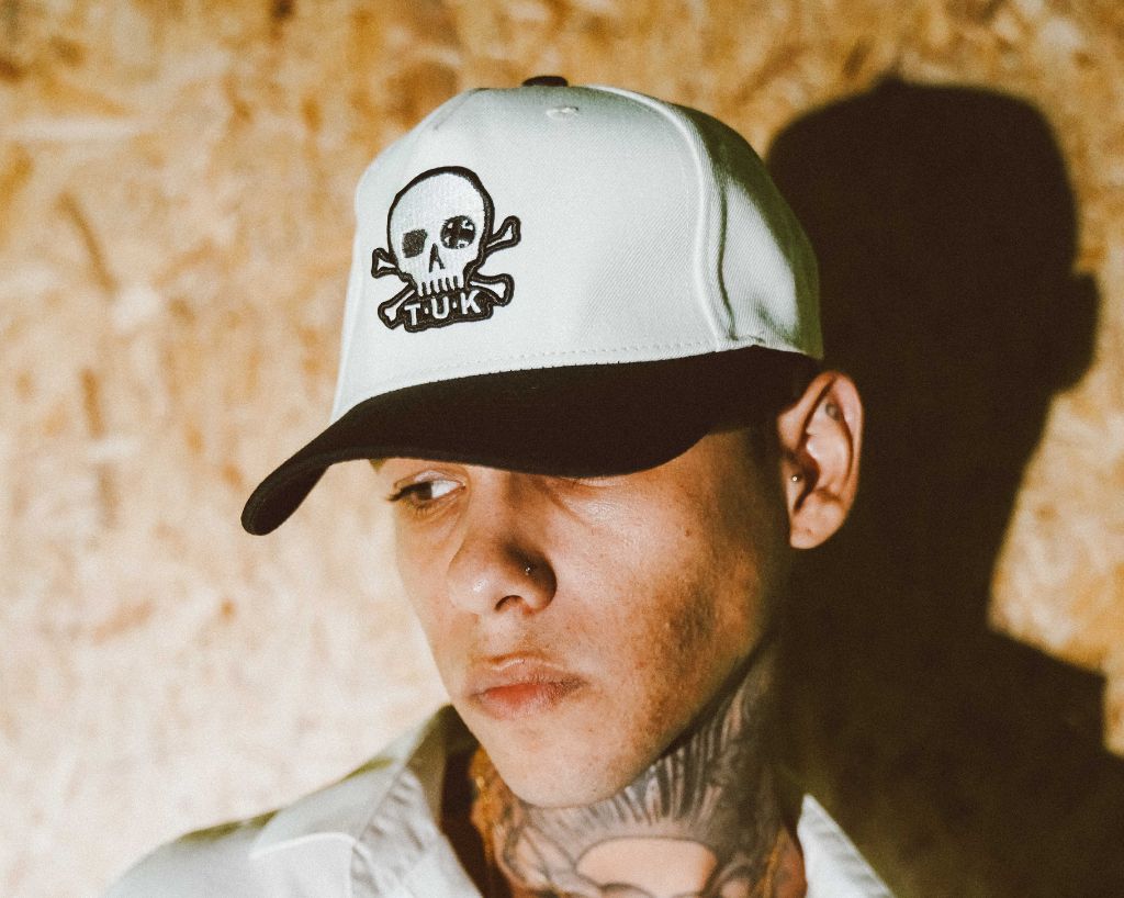 HT08 Black & Cream Skull Logo Hat HT08-OS  T.U.K. Shoes