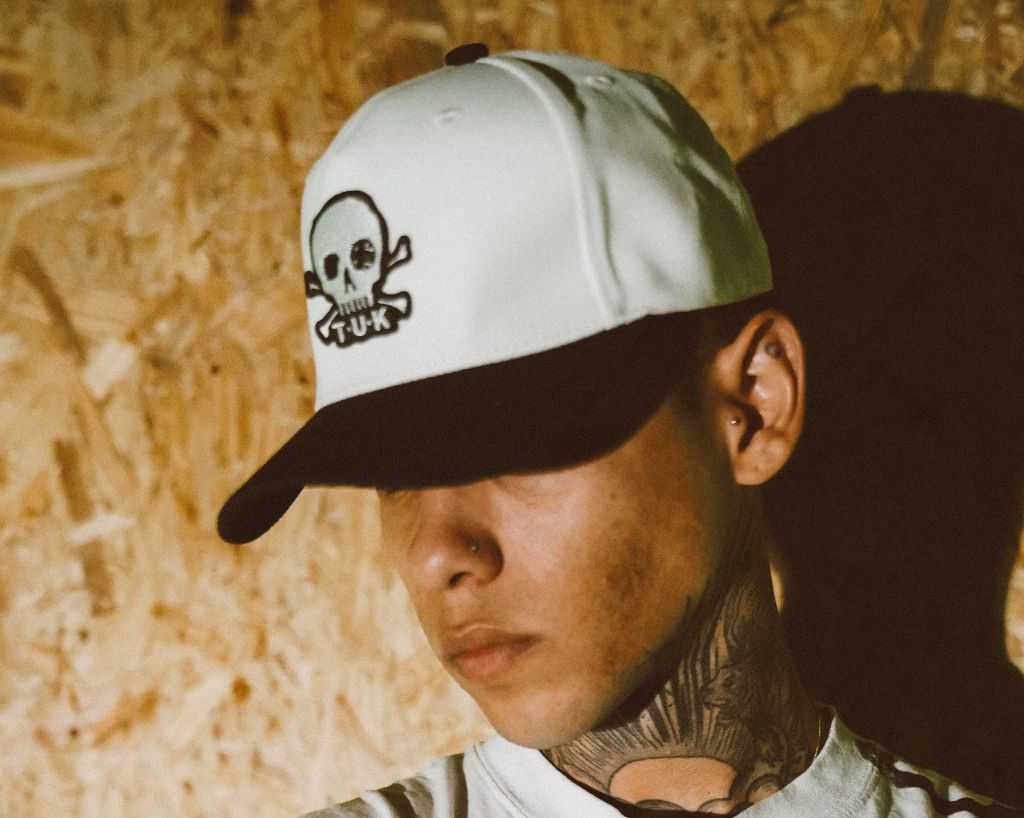 HT08 Black & Cream Skull Logo Hat HT08-OS  T.U.K. Shoes