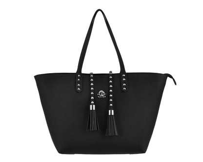 BG01 Black Studded Tassel Tote Bag BG01-OS  T.U.K. Shoes