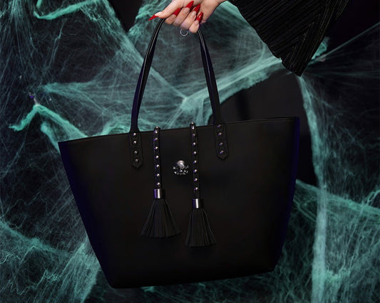 BG01 Black Studded Tassel Tote Bag BG01-OS  T.U.K. Shoes