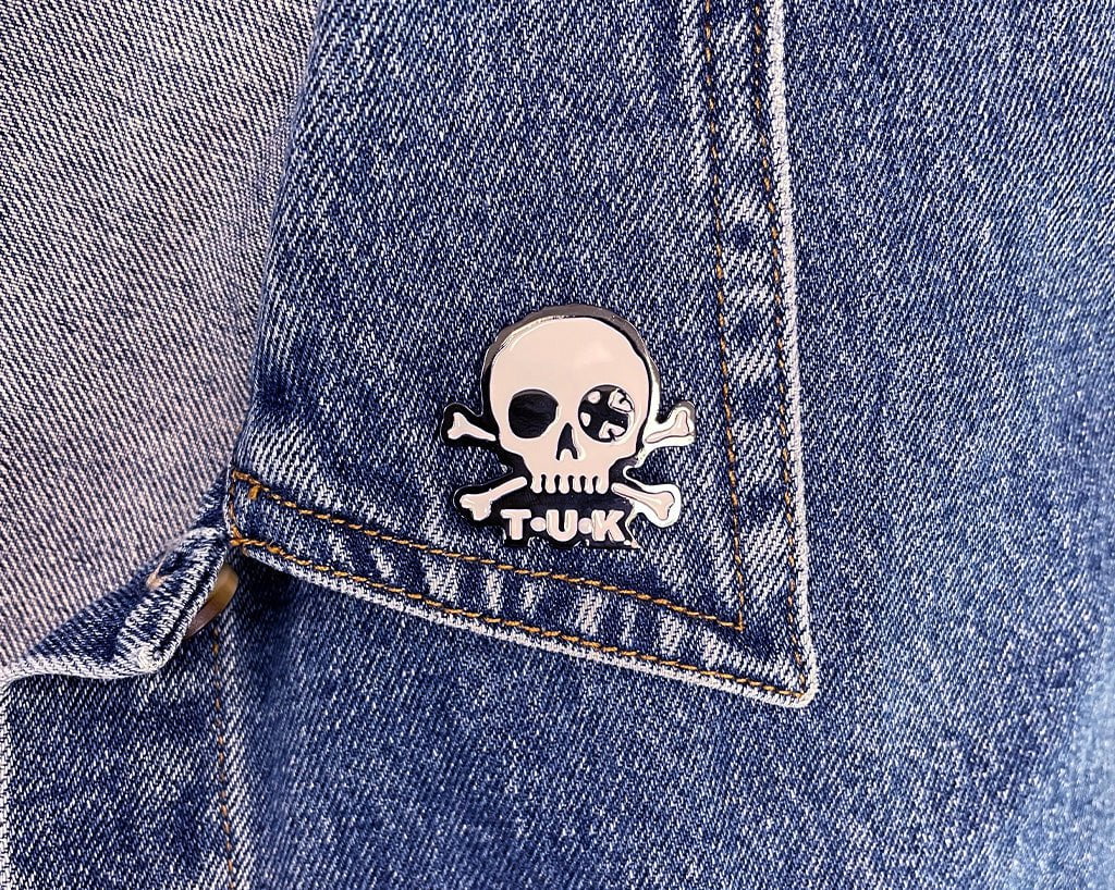 P0081 Black & White Skull Logo Enamel Pin P0081-OS  T.U.K. Shoes