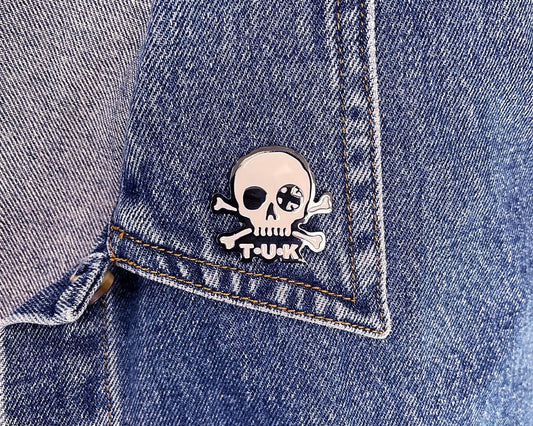 P0081 Black & White Skull Logo Enamel Pin P0081-OS  T.U.K. Shoes