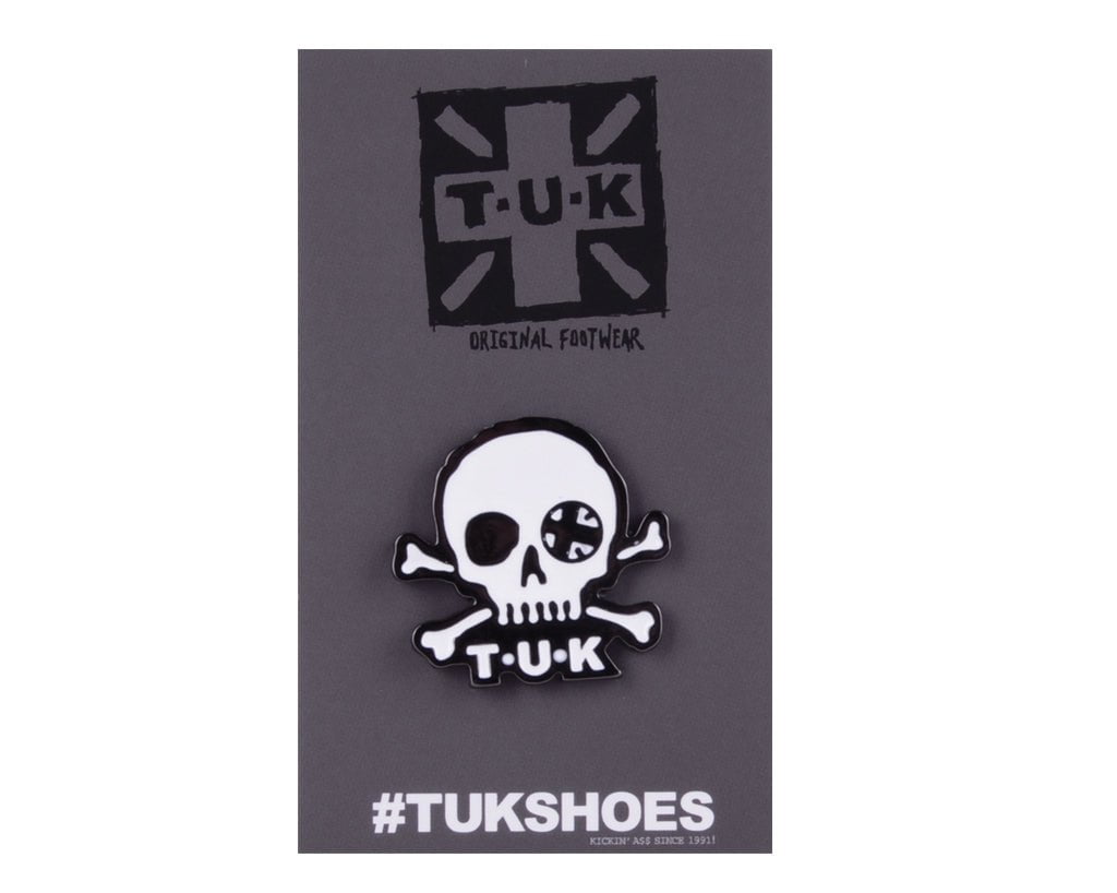 P0081 Black & White Skull Logo Enamel Pin P0081-OS  T.U.K. Shoes