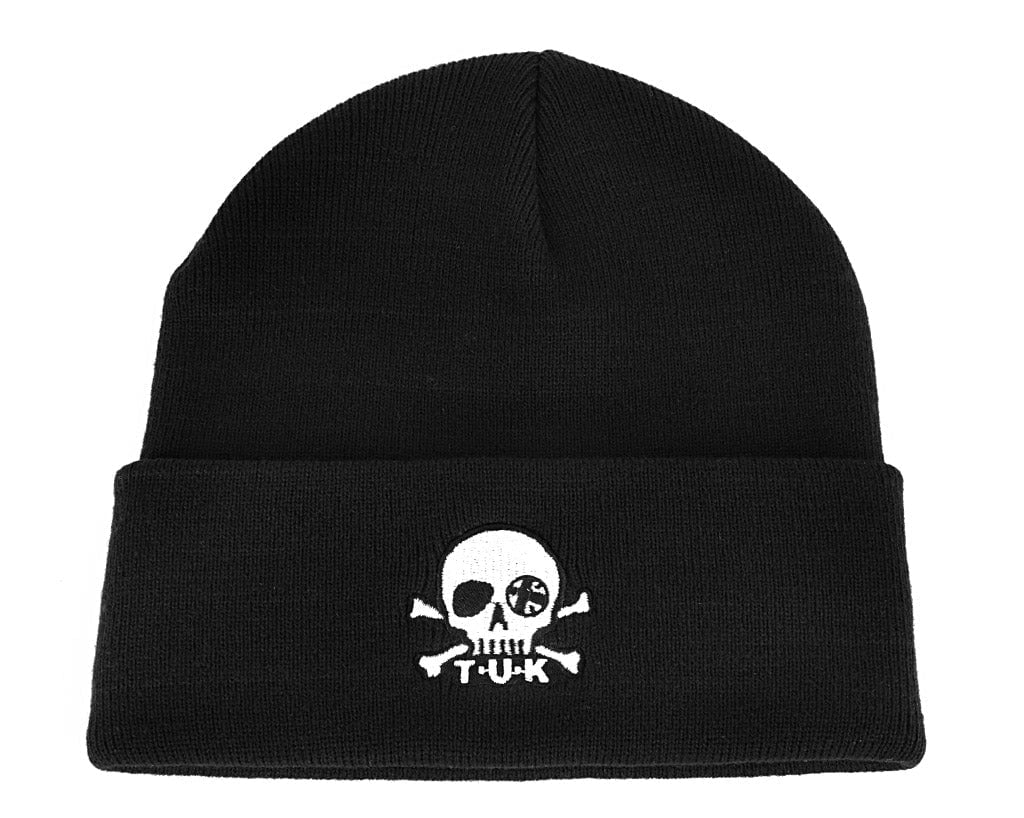 HT03-OS Black Skull Embroidery Beanie HT03-OS  T.U.K. Shoes