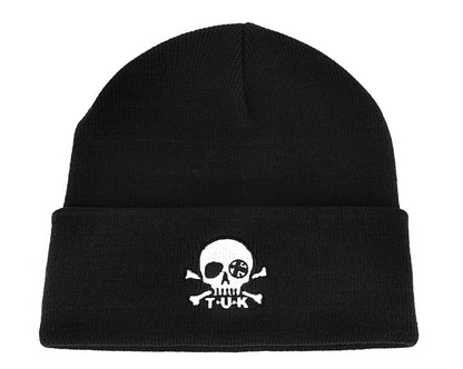 HT03-OS Black Skull Embroidery Beanie HT03-OS  T.U.K. Shoes