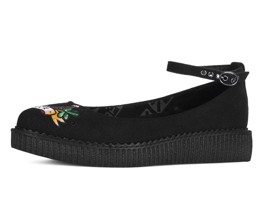 A3420L Black Lady Luck Pointed Ballet Creeper Black T.U.K. Shoes