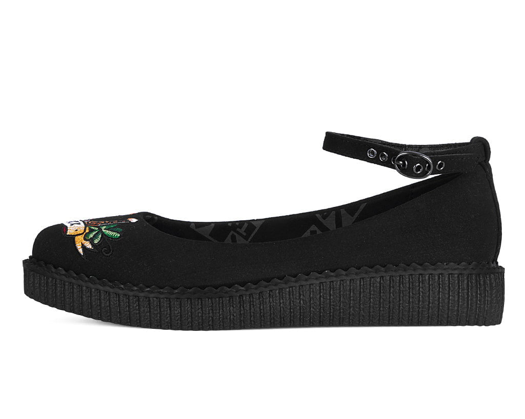 A3420L Black Lady Luck Pointed Ballet Creeper Black T.U.K. Shoes