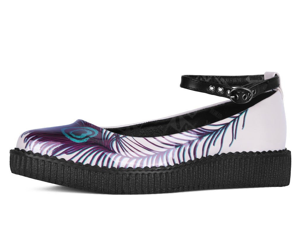 A3396L Cream Peacock Feather Ballet Creeper Cream T.U.K. Shoes