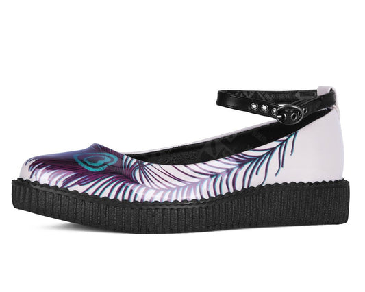 A3396L Cream Peacock Feather Ballet Creeper Cream T.U.K. Shoes