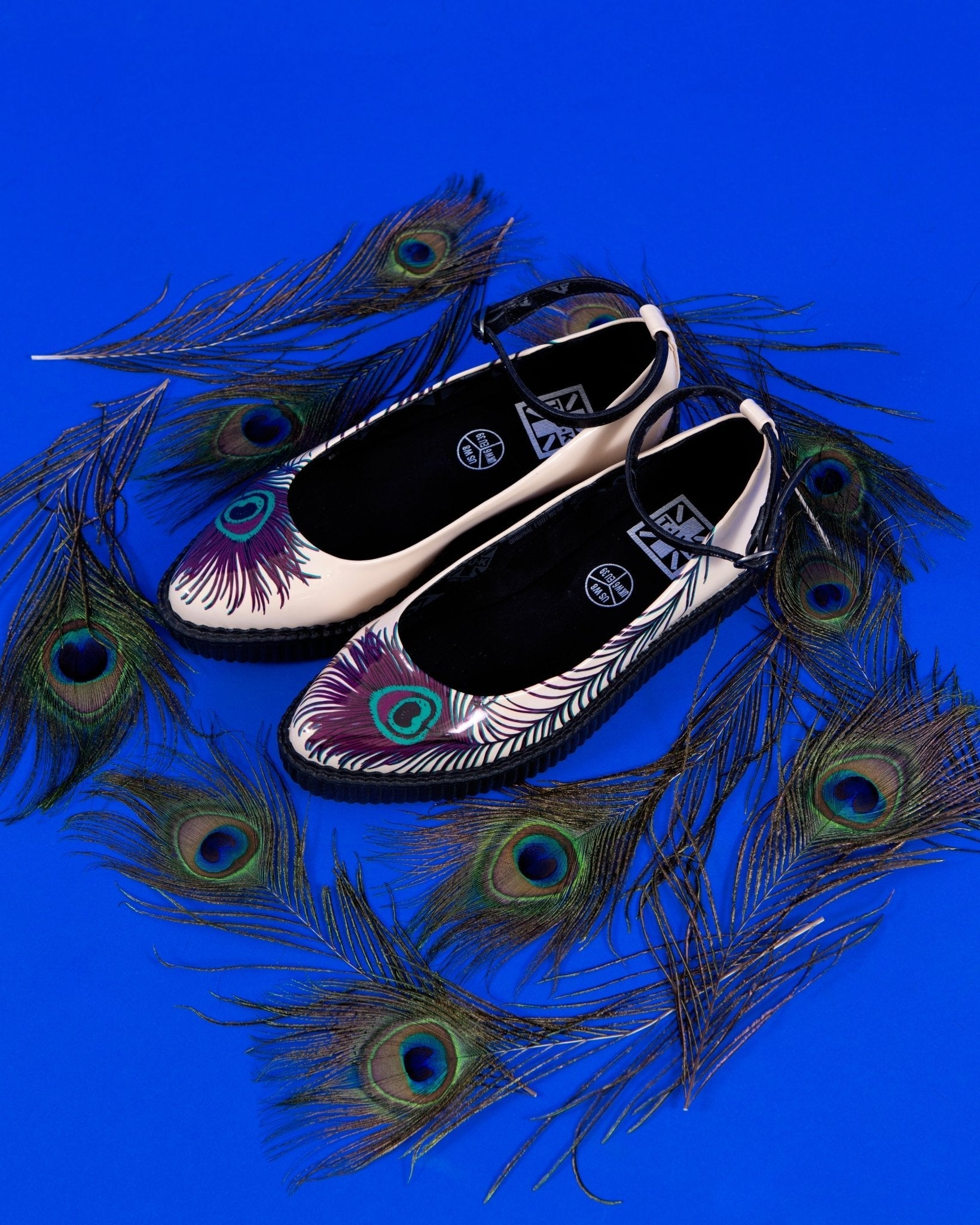 A3396L Cream Peacock Feather Ballet Creeper Cream T.U.K. Shoes
