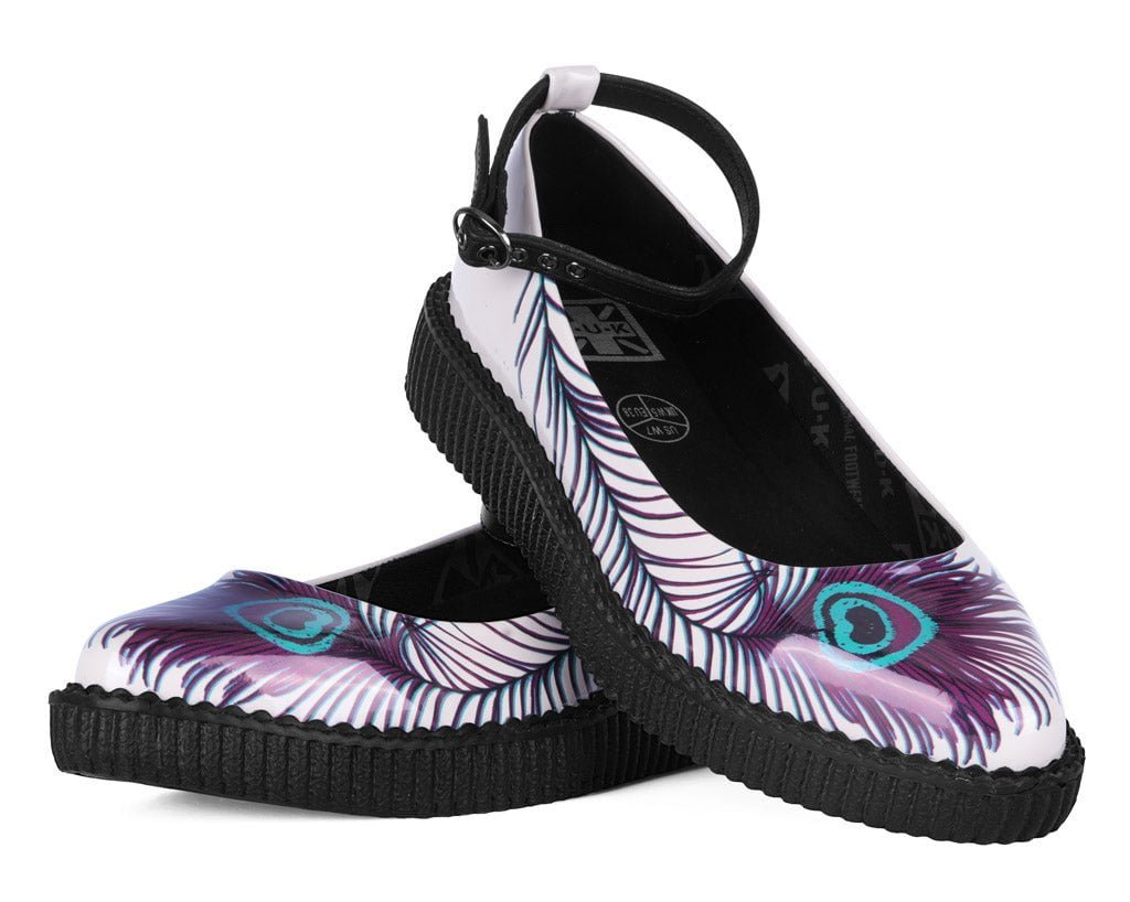 A3396L Cream Peacock Feather Ballet Creeper Cream T.U.K. Shoes