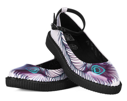 A3396L Cream Peacock Feather Ballet Creeper Cream T.U.K. Shoes