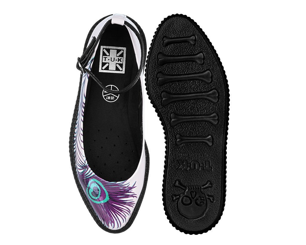 A3396L Cream Peacock Feather Ballet Creeper Cream T.U.K. Shoes