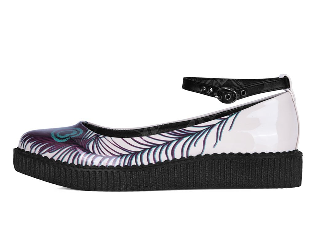 A3396L Cream Peacock Feather Ballet Creeper Cream T.U.K. Shoes
