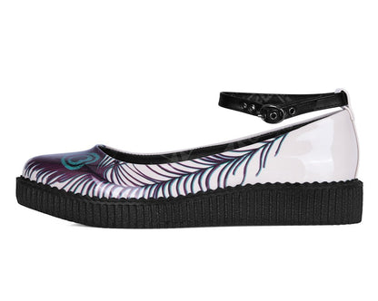 A3396L Cream Peacock Feather Ballet Creeper Cream T.U.K. Shoes
