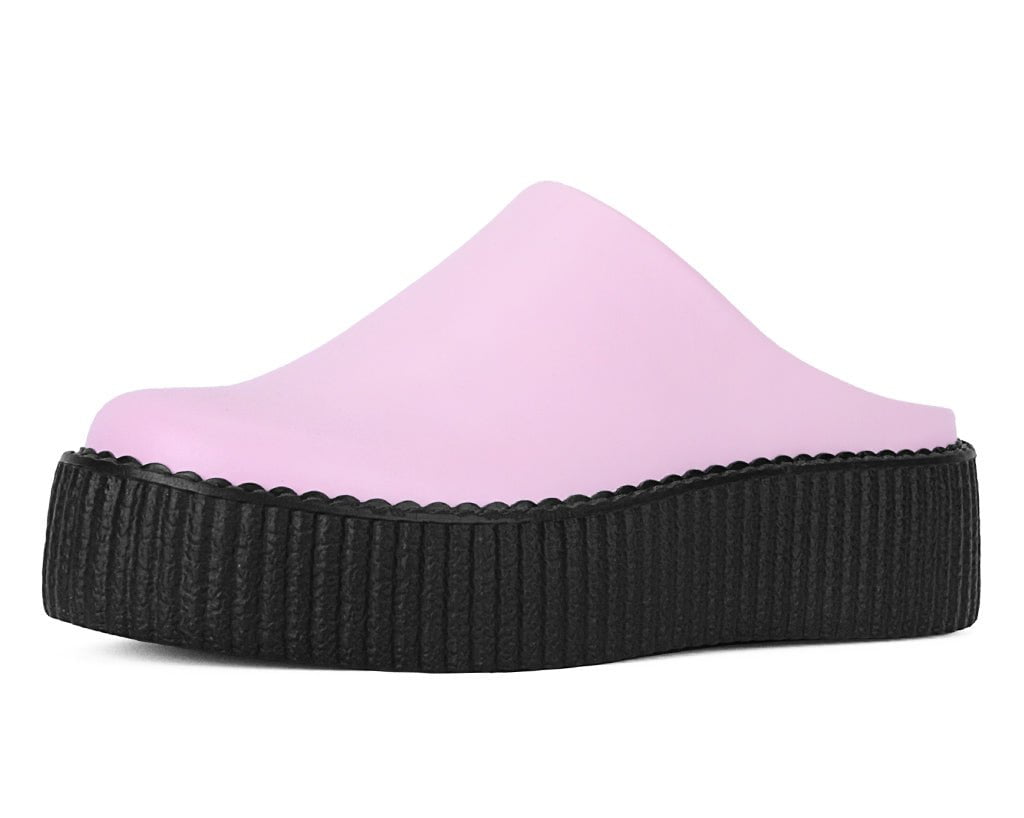V3372L Pink Leather Viva Mondo Creeper Clog Pink T.U.K. Shoes