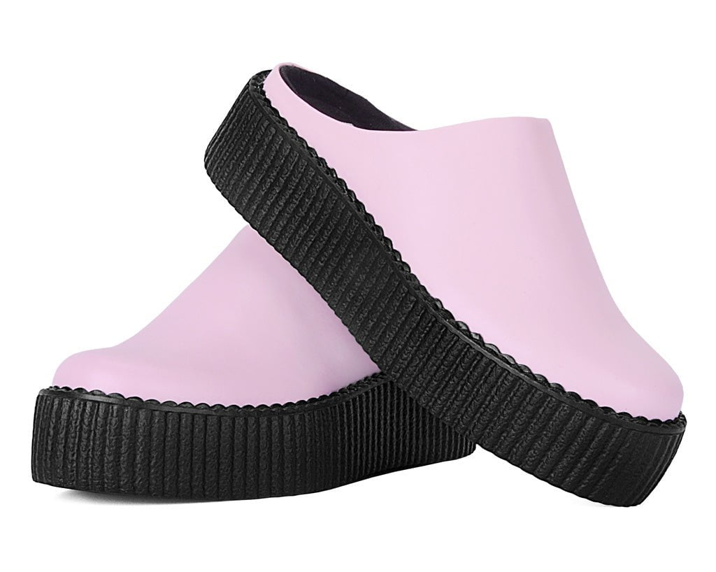 V3372L Pink Leather Viva Mondo Creeper Clog Pink T.U.K. Shoes
