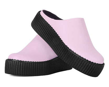 V3372L Pink Leather Viva Mondo Creeper Clog Pink T.U.K. Shoes
