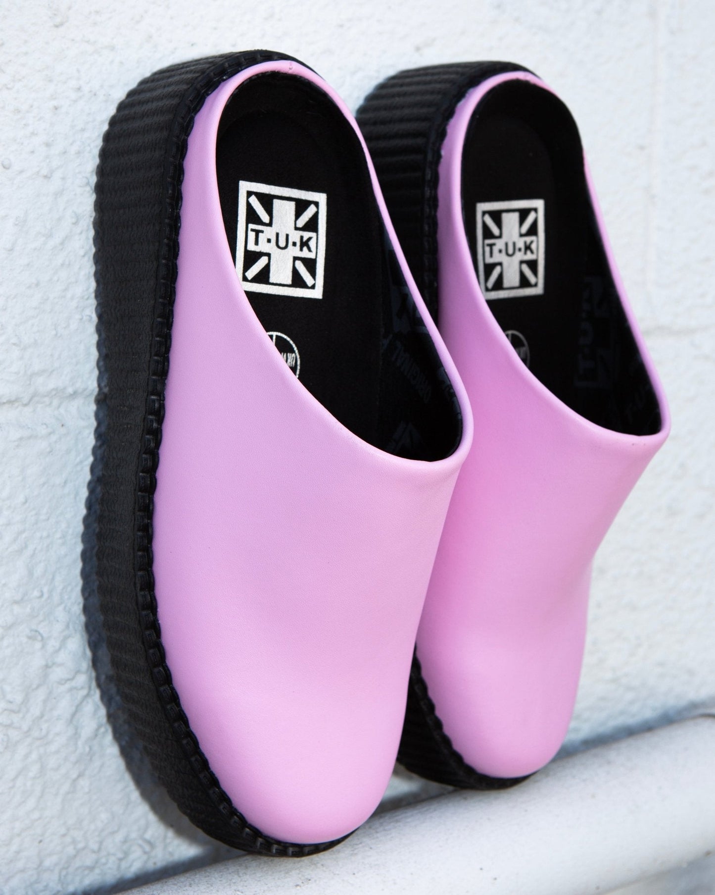V3372L Pink Leather Viva Mondo Creeper Clog Pink T.U.K. Shoes