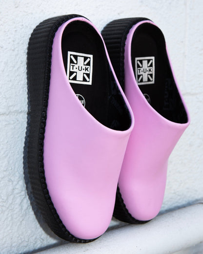 V3372L Pink Leather Viva Mondo Creeper Clog Pink T.U.K. Shoes