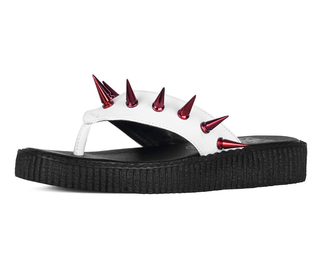 F3386L White & Red Spike Viva Low Flip Flop White/Red T.U.K. Shoes