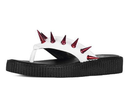 F3386L White & Red Spike Viva Low Flip Flop White/Red T.U.K. Shoes
