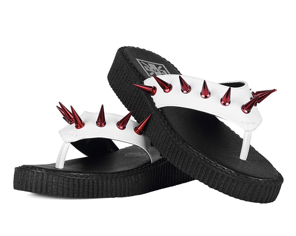 F3386L White & Red Spike Viva Low Flip Flop White/Red T.U.K. Shoes