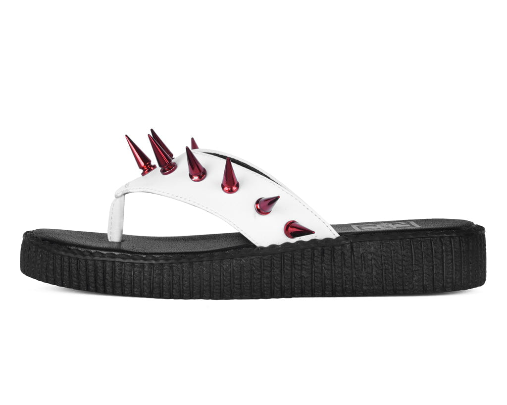 F3386L White & Red Spike Viva Low Flip Flop White/Red T.U.K. Shoes