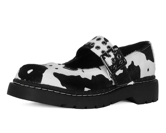 T2351 Cow Print Mary Jane Black/White T.U.K. Shoes
