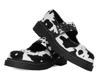 T2351 Cow Print Mary Jane Black/White T.U.K. Shoes