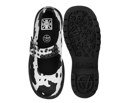 T2351 Cow Print Mary Jane Black/White T.U.K. Shoes