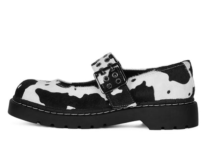 T2351 Cow Print Mary Jane Black/White T.U.K. Shoes