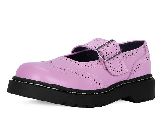 T2347 Pink Brogue Mary Jane Pink T.U.K. Shoes