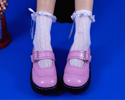 T2347 Pink Brogue Mary Jane Pink T.U.K. Shoes