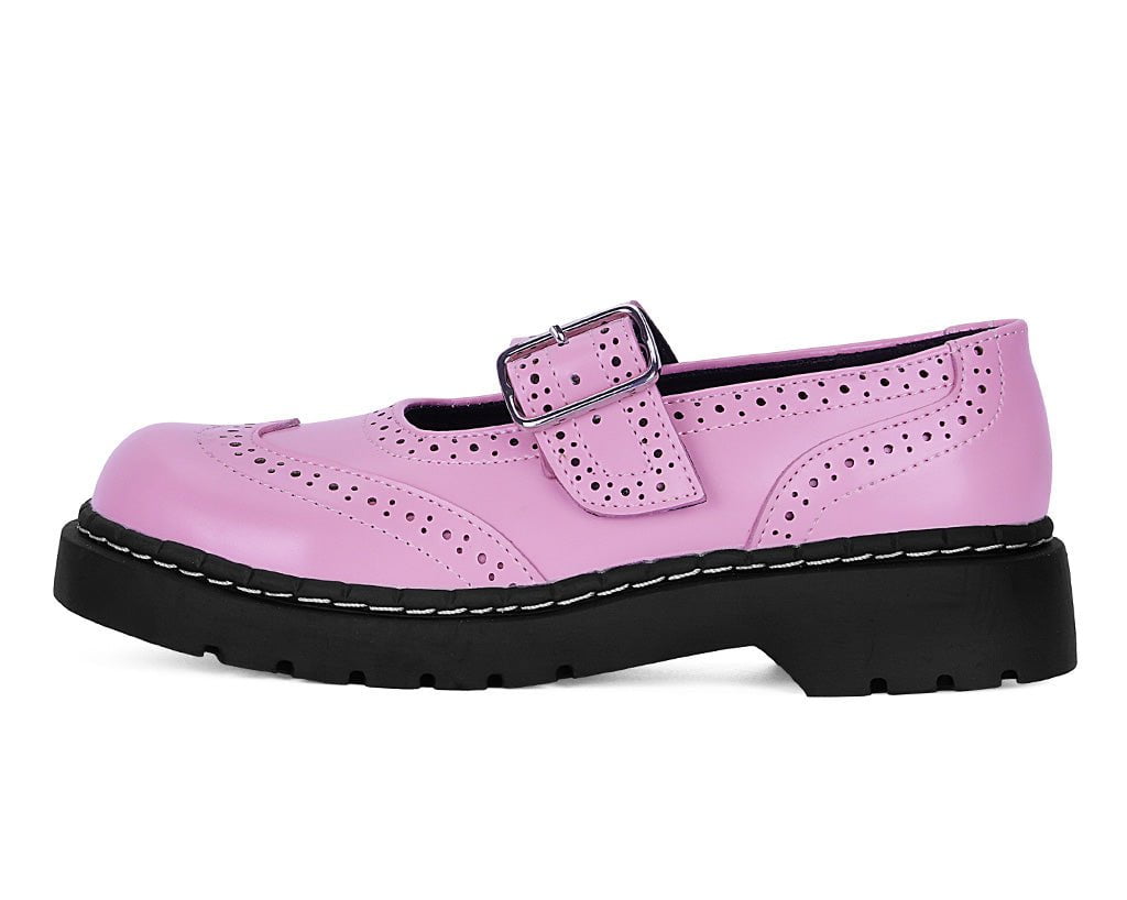 T2347 Pink Brogue Mary Jane Pink T.U.K. Shoes