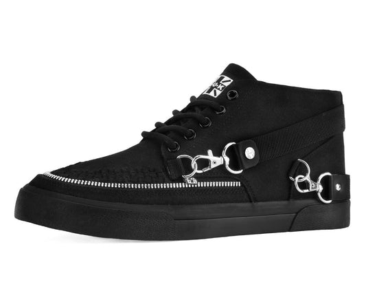 Black Canvas 5 Eye Bondage Strap Sneaker Black T.U.K. Shoes