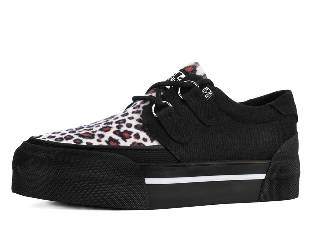 A3444 Black & Leopard Canvas Platform Creeper Sneaker Leopard T.U.K. Shoes