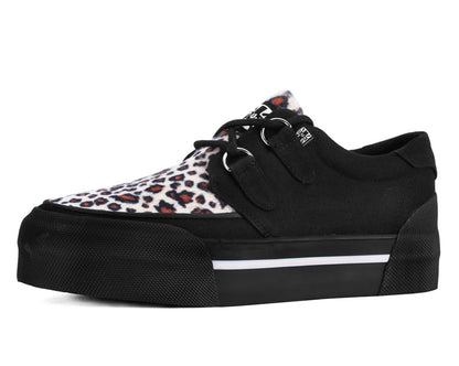 A3444 Black & Leopard Canvas Platform Creeper Sneaker Leopard T.U.K. Shoes