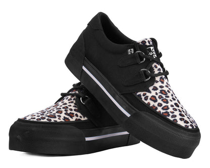 A3444 Black & Leopard Canvas Platform Creeper Sneaker Leopard T.U.K. Shoes