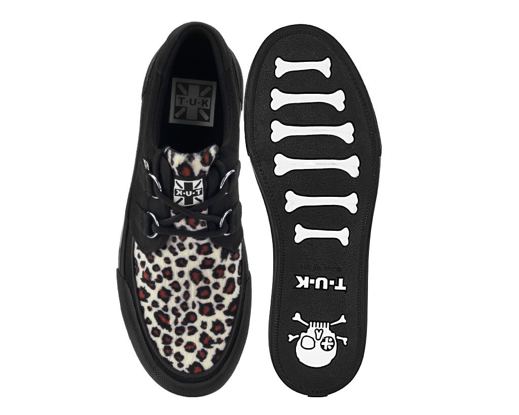 A3444 Black & Leopard Canvas Platform Creeper Sneaker Leopard T.U.K. Shoes