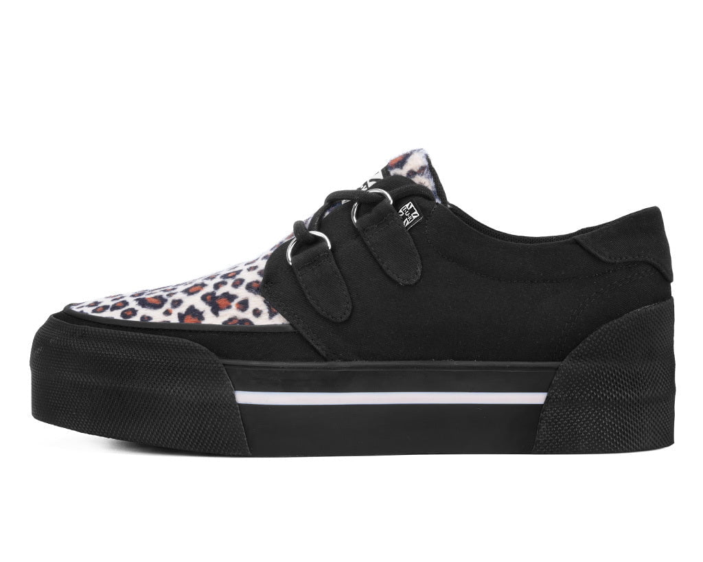 A3444 Black & Leopard Canvas Platform Creeper Sneaker Leopard T.U.K. Shoes