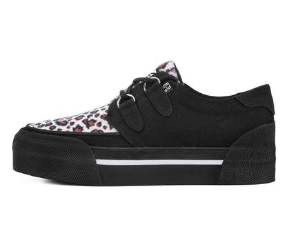 A3444 Black & Leopard Canvas Platform Creeper Sneaker Leopard T.U.K. Shoes