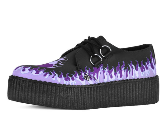 V3409 Black & Purple Flaming Heart Viva Mondo Creeper Black T.U.K. Shoes