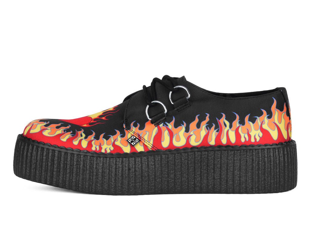 V3408 Black & Red Flaming Heart Viva Mondo Creeper Black T.U.K. Shoes