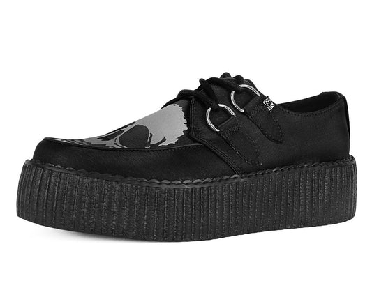 V3221 Black Satin Glow Skull Viva Mondo Creeper Black T.U.K. Shoes